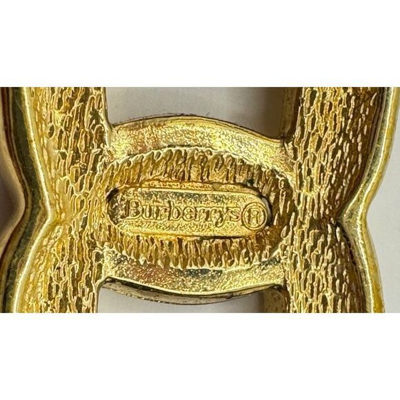 Vintage Burberry Black Leather Silver and Gold Link Bracelet Stamped - Picture 12 of 13